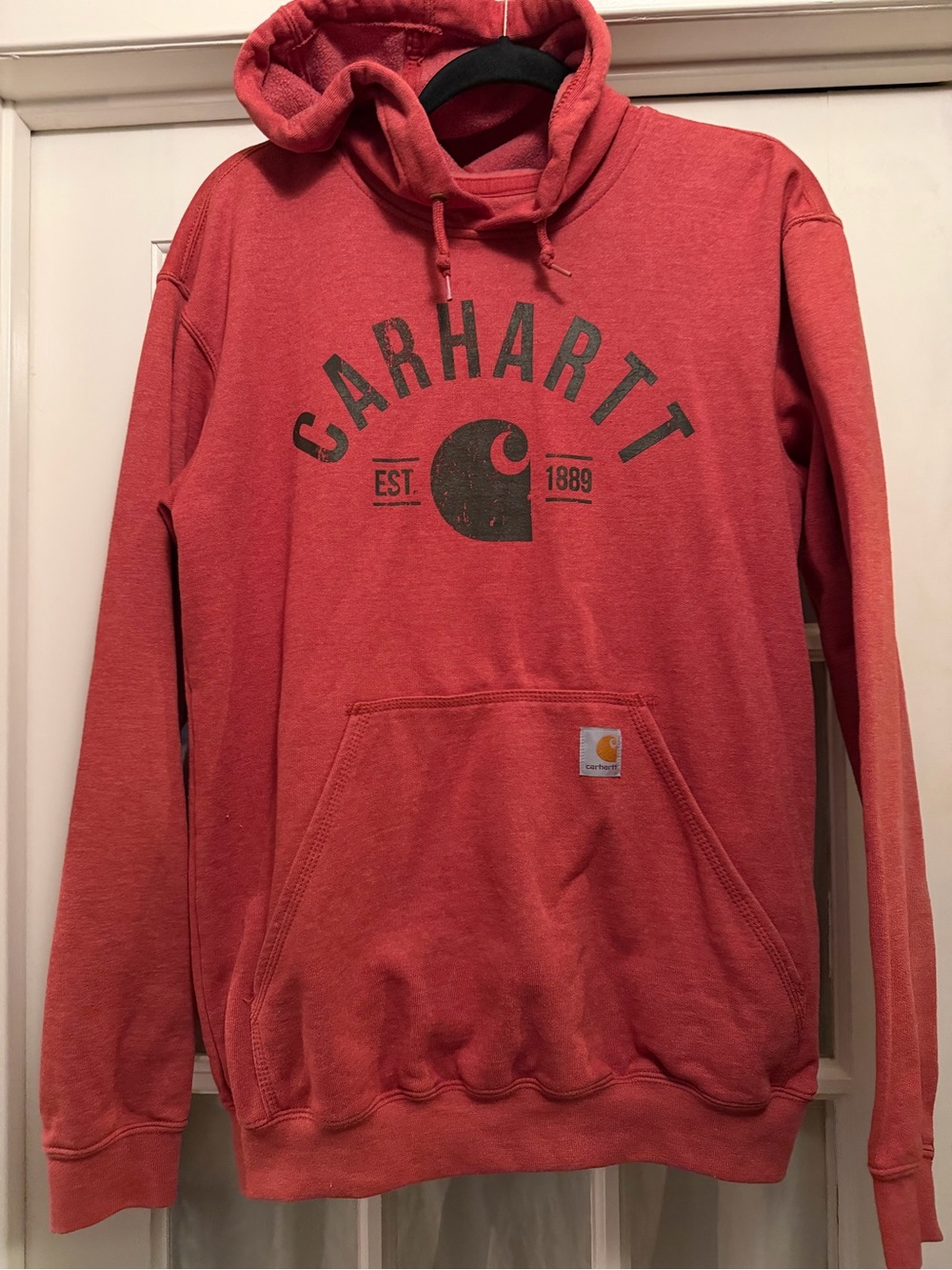 Carhartt Coral Red Logo Crewneck Hoodie